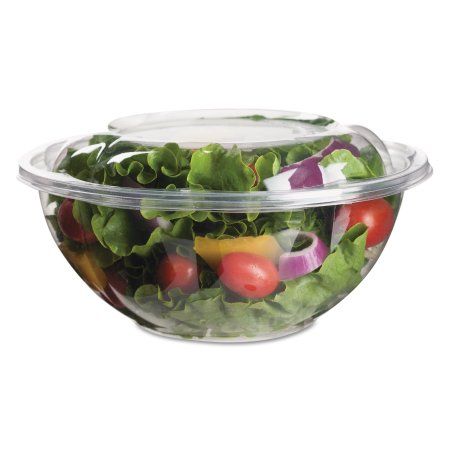 Round PET salad bowl with lid, 500cc, 100 pieces