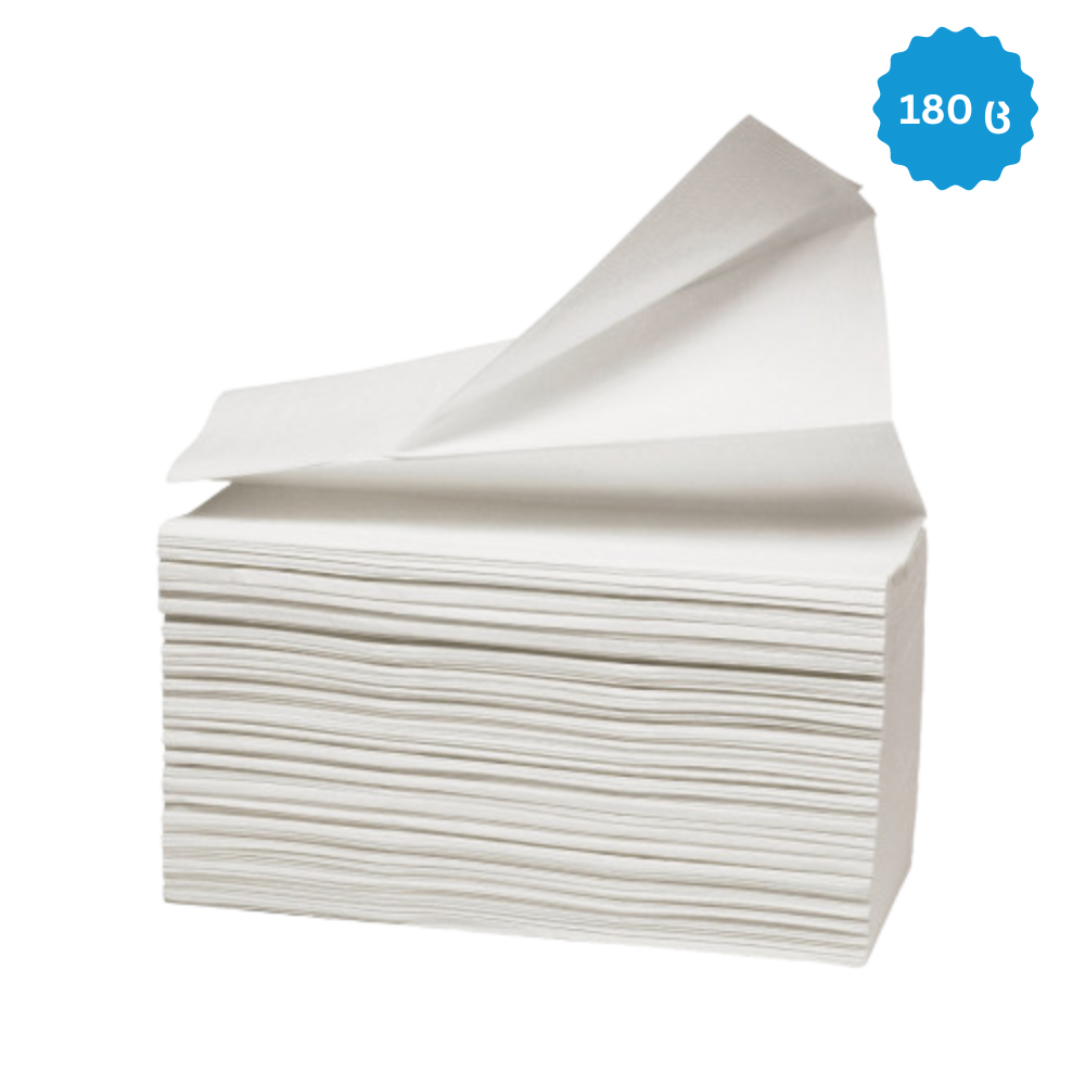 Z ტიპის ხელსახოცი - 2 ფენა/21x21/180 ცალი/15 ცალი ყუთში